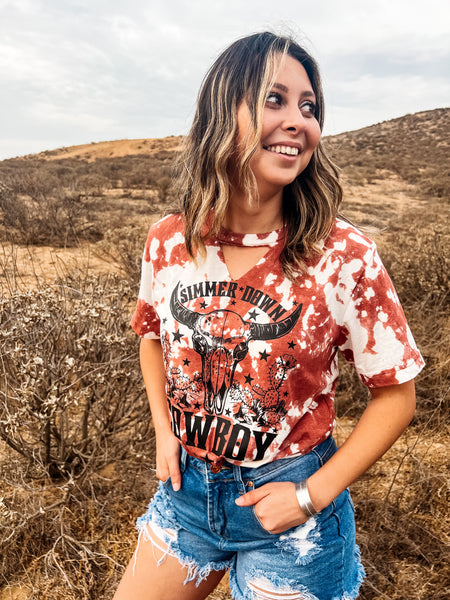 Simmer Down Cowboy Bleached Tee